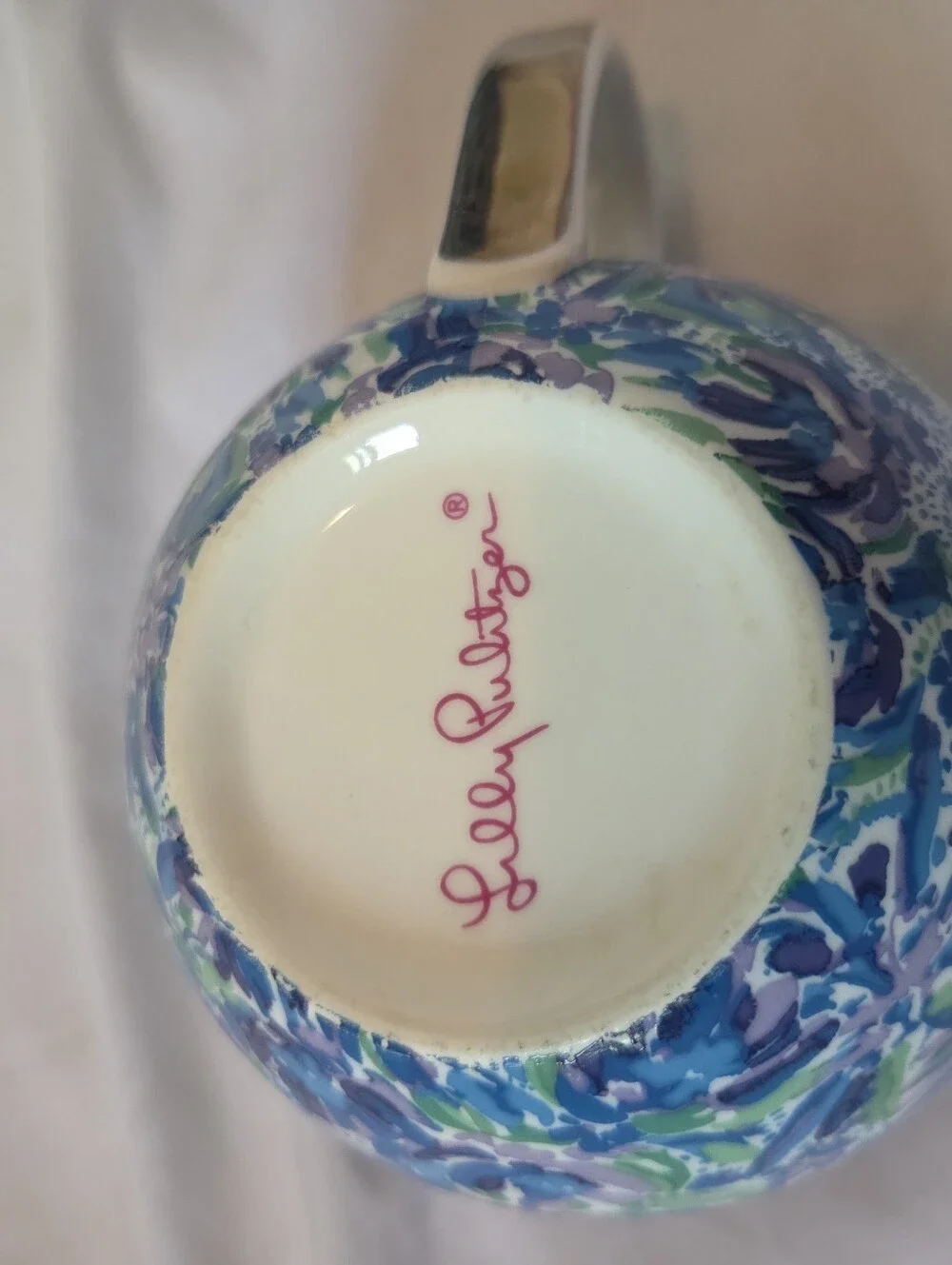 Lilly Pulitzer Floral Blue Ceramic Tea Coffee Mugs Set of 2